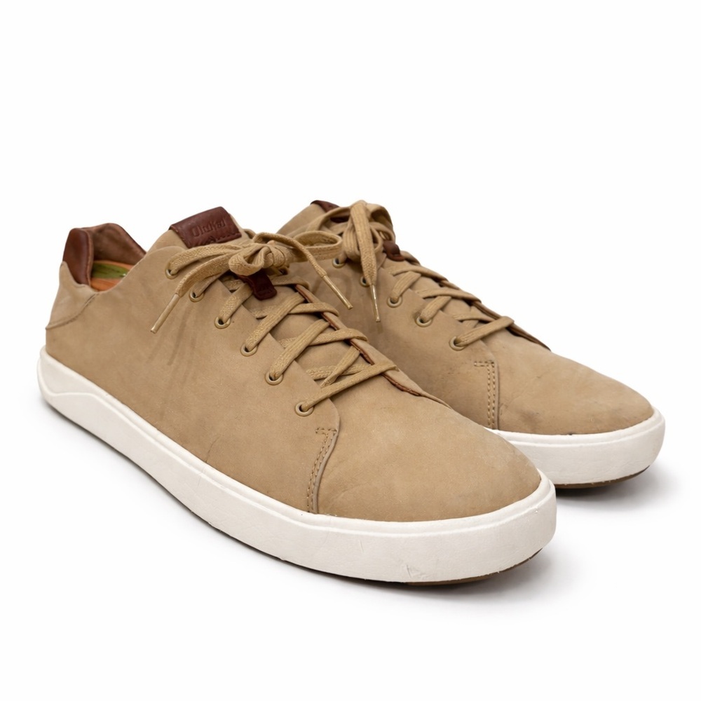 OluKai Lae‘ahi Li Sneakers Men’s 11.5 Tan Nubuck Casual Lace Up Comfort Shoes